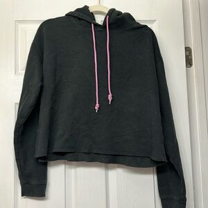 Wild Fable Black Pink String Cropped Hoodie